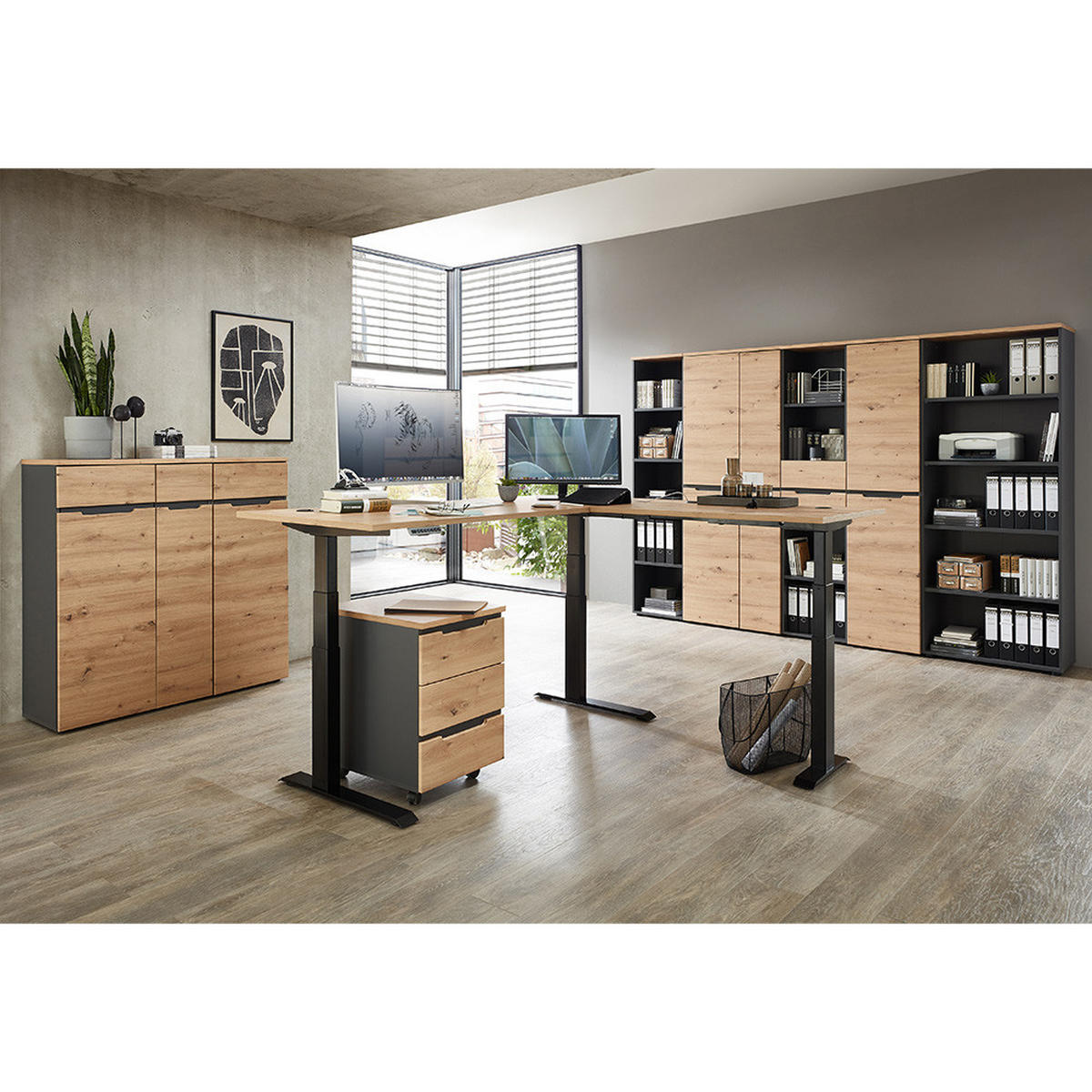 ROLLCONTAINER Manresa-36 - Braun, Holzwerkstoff (45/66/55cm) - Lomado