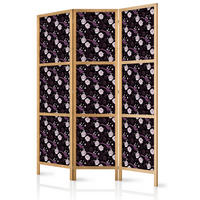 PARAVENT Japanischer 3-tlg 135x172 cm Blumen Und V gel - Schwarz, Holz/Textil (135/172/3cm) - Muralo