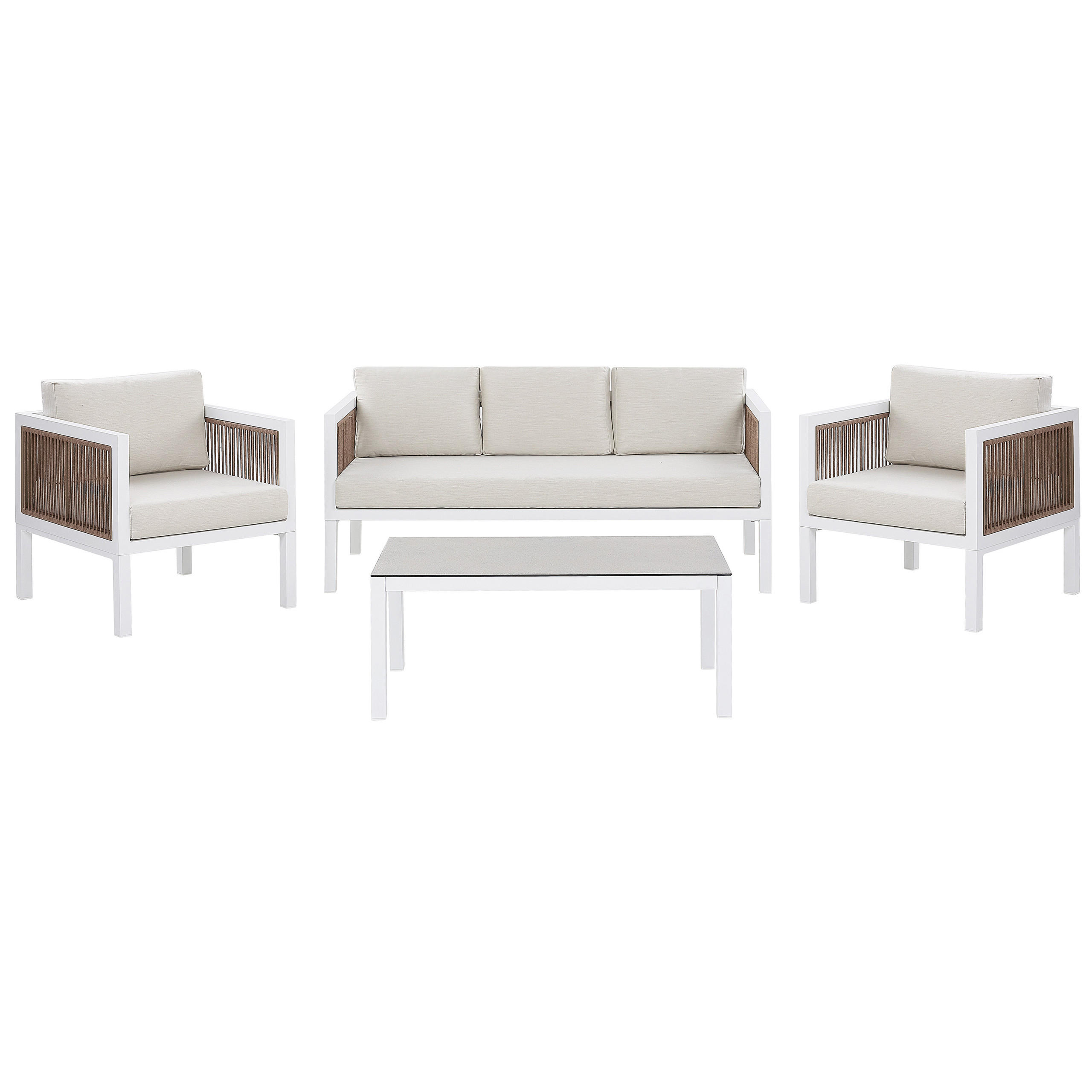LOUNGE-SET 5-sitzer Aluminium Weiß Borello - Weiß, Metall - Beliani