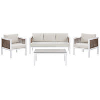 LOUNGE-SET 5-sitzer Aluminium Weiß Borello - Weiß, Metall - Beliani