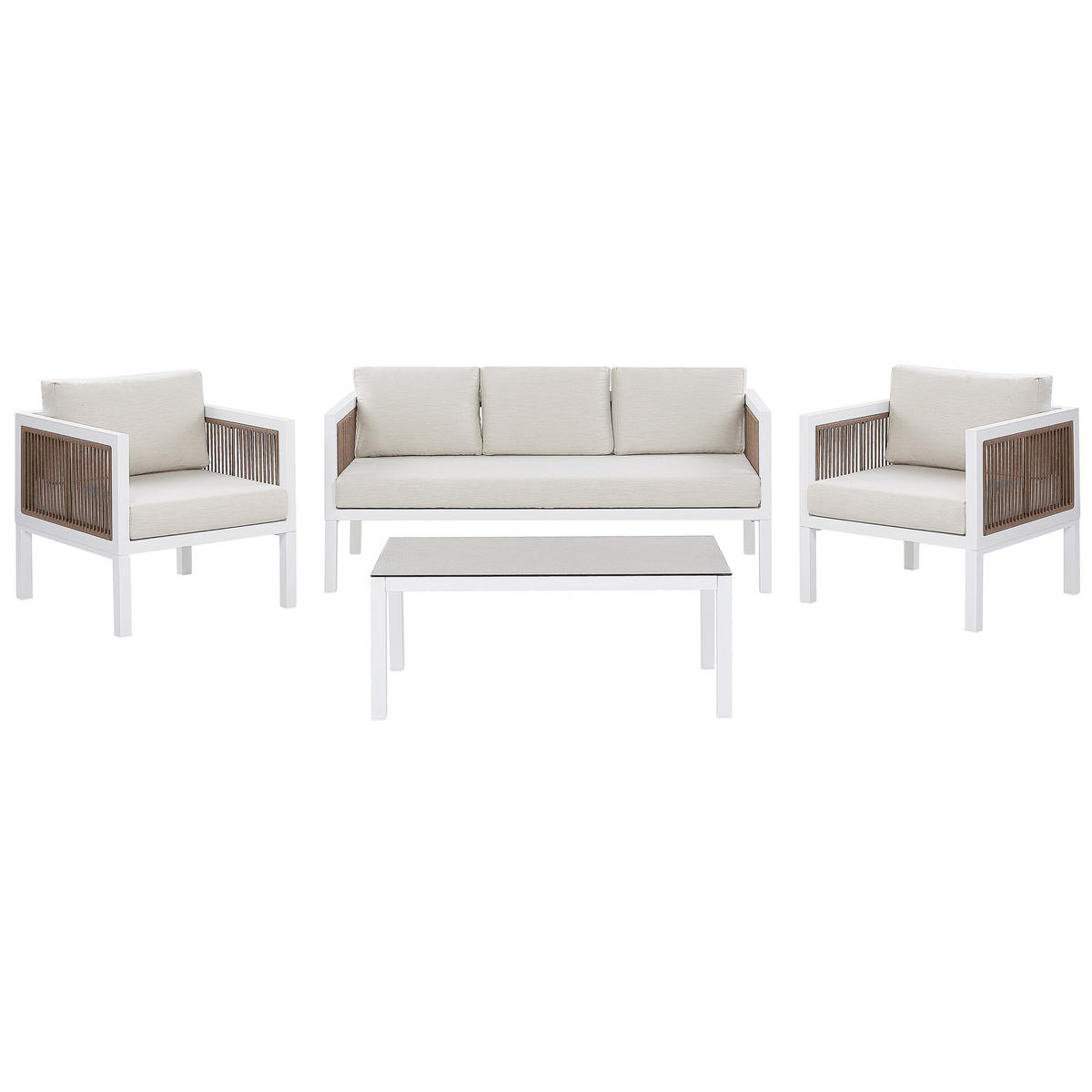 LOUNGE-SET 5-sitzer Aluminium Weiß Borello - Weiß, Metall - Beliani