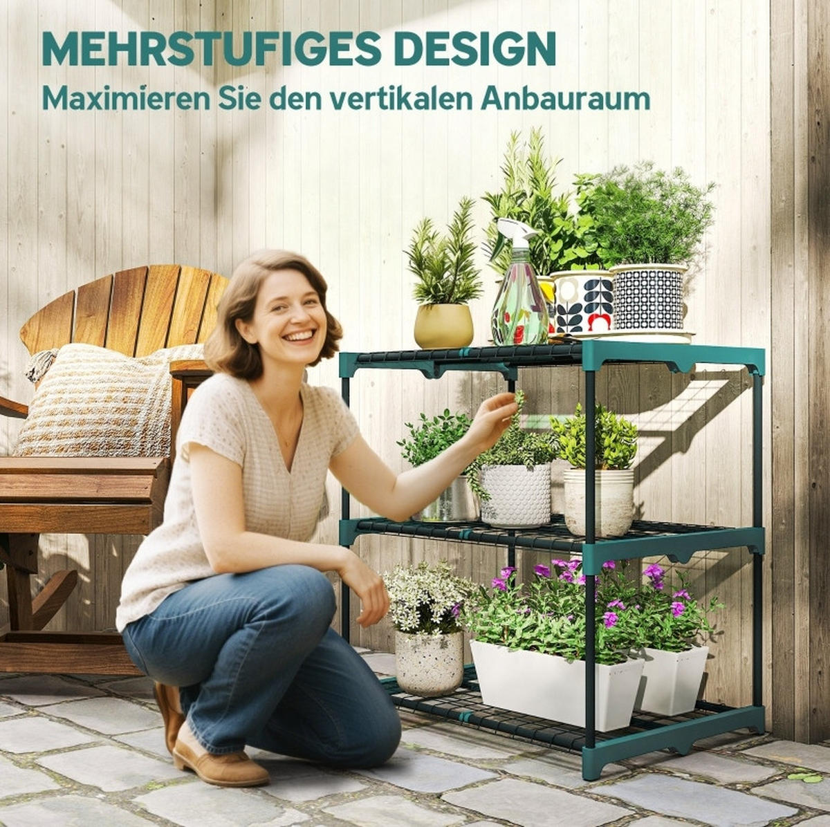 STANDREGAL aus Stahl und Kunststoff 68x49x72 cm Dunkelgrün mit 3 Ebenen, rostbeständig und pflegeleicht - Dunkelgrün, Kunststoff (68/72/49cm) - Modfu