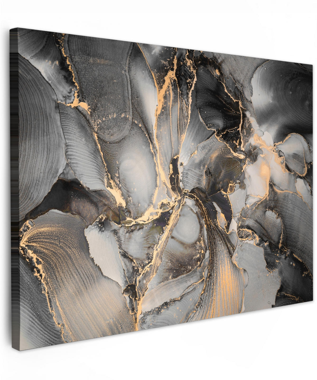 LEINWANDBILD Grau - Luxus - Gold - Marmor 40x30 cm - Dunkelgrau, Textil (40/30cm) - MuchoWow