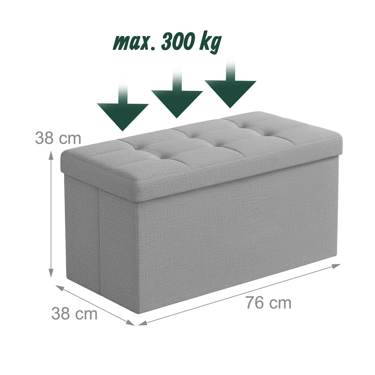 SITZBANK - Grau, Holzwerkstoff/Textil (76/38/38cm) - Relaxdays