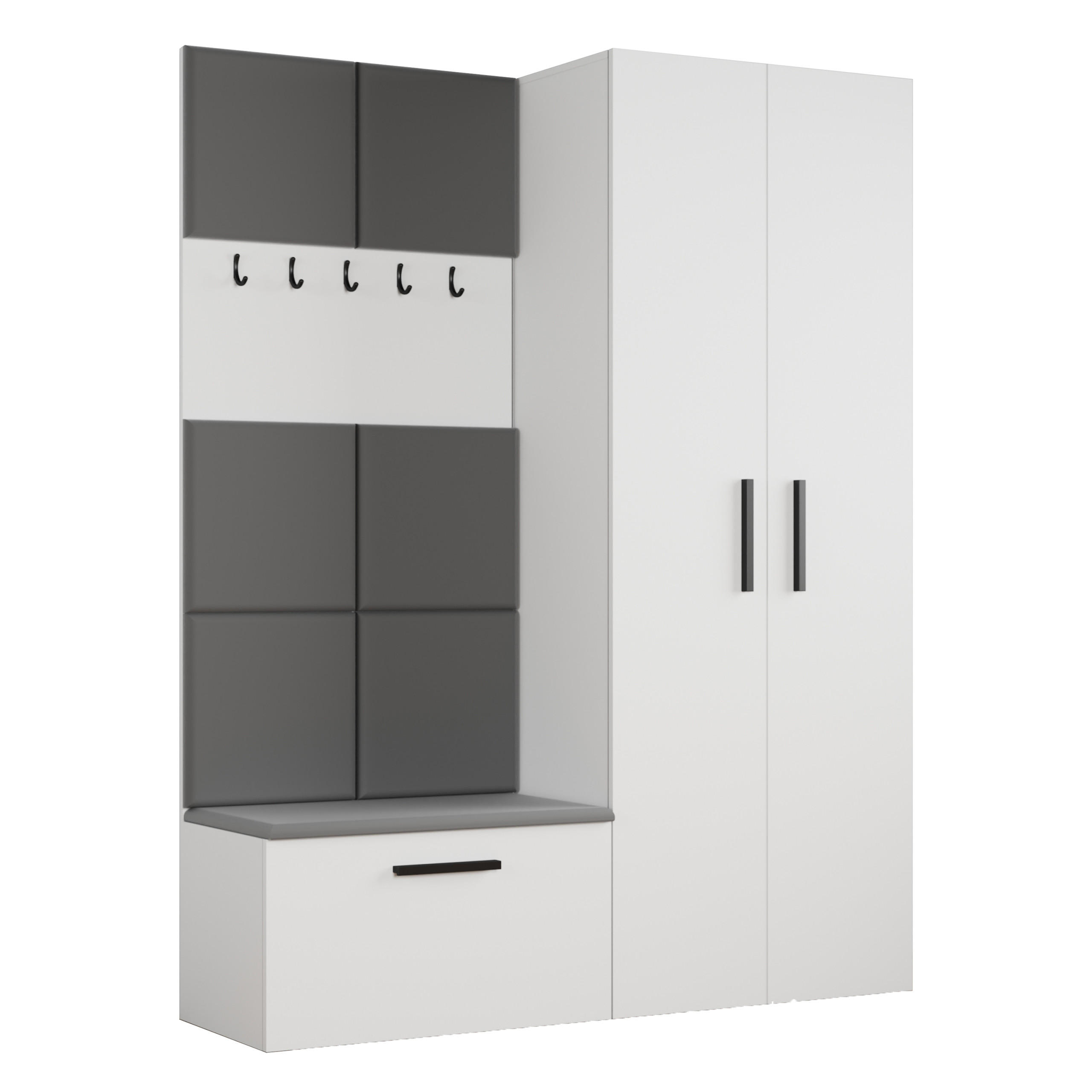 Masseno Garderobenschrank Weiß 160.6x204x40 cm