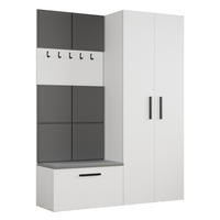 GARDEROBENSCHRANK MODULO 160,6/204/40 cm Modern Garderobe-Set Weiß - Weiß/Grau, Holzwerkstoff (160.6/204/40cm) - MASSENO