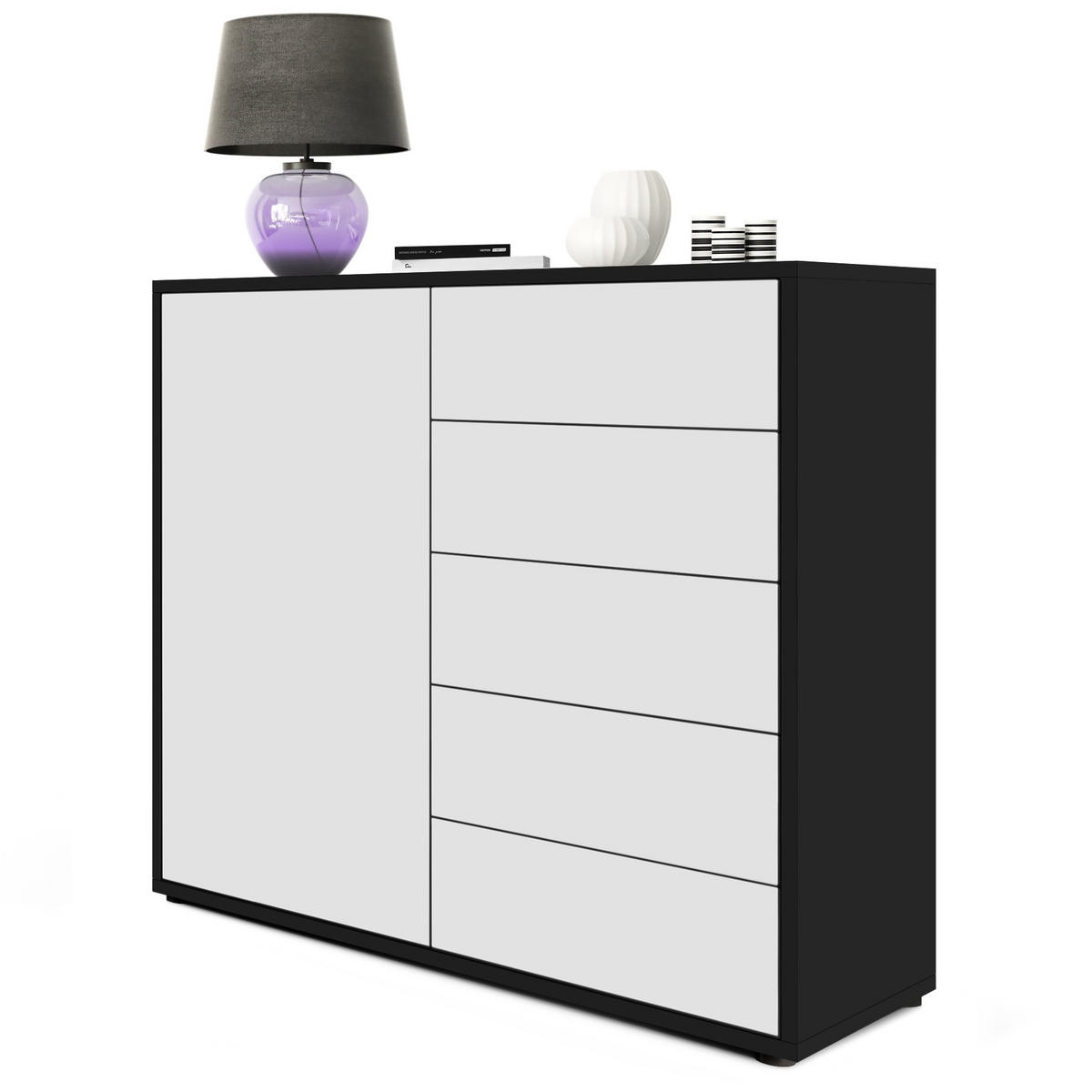 KOMMODE Ben Front in Weiß matt - Weiß, Holzwerkstoff (79/74/36cm) - Vladon