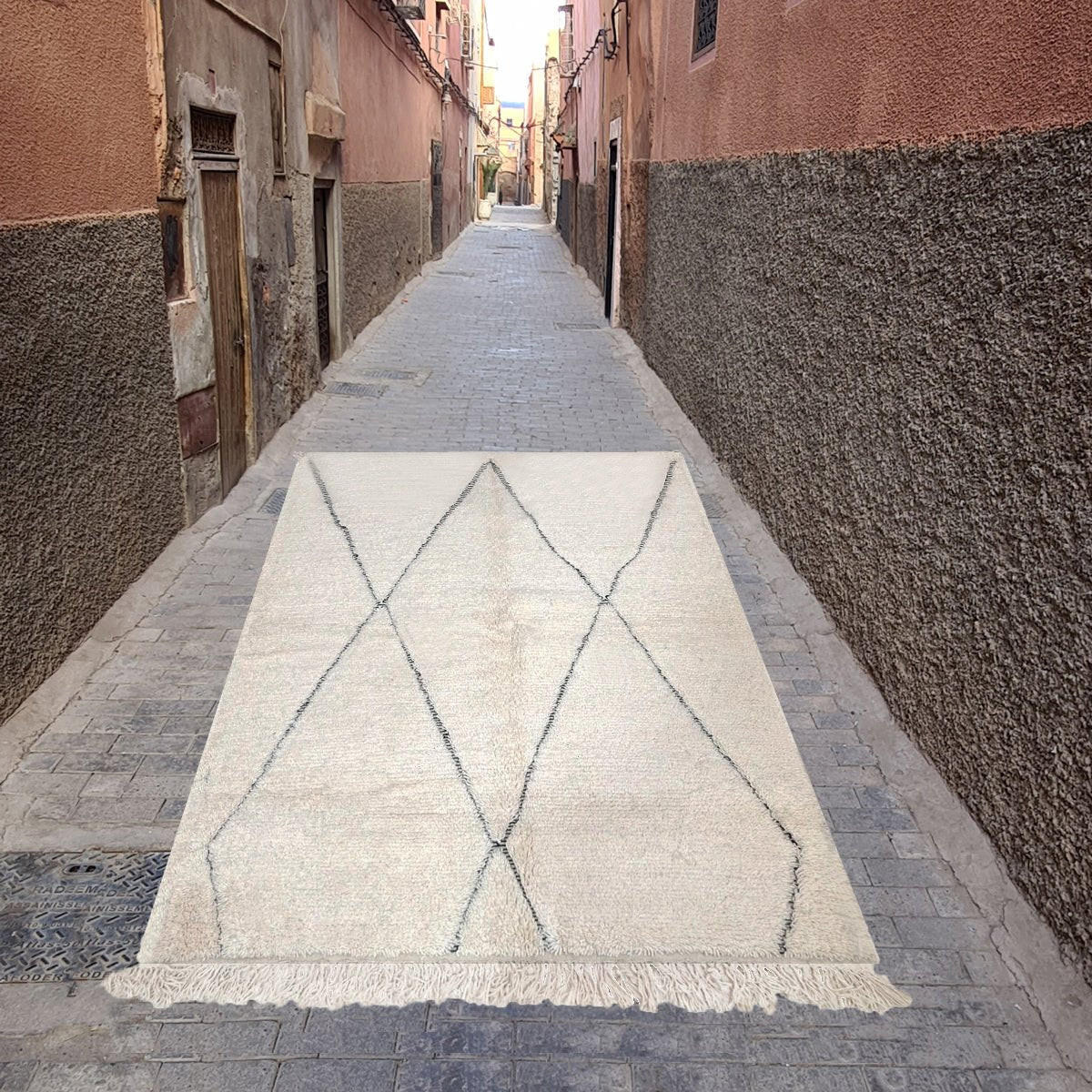 BERBERTEPPICH aus Marokko aus reiner Wolle beige - Beige, Naturmaterialien (150/250cm) - AFK Living