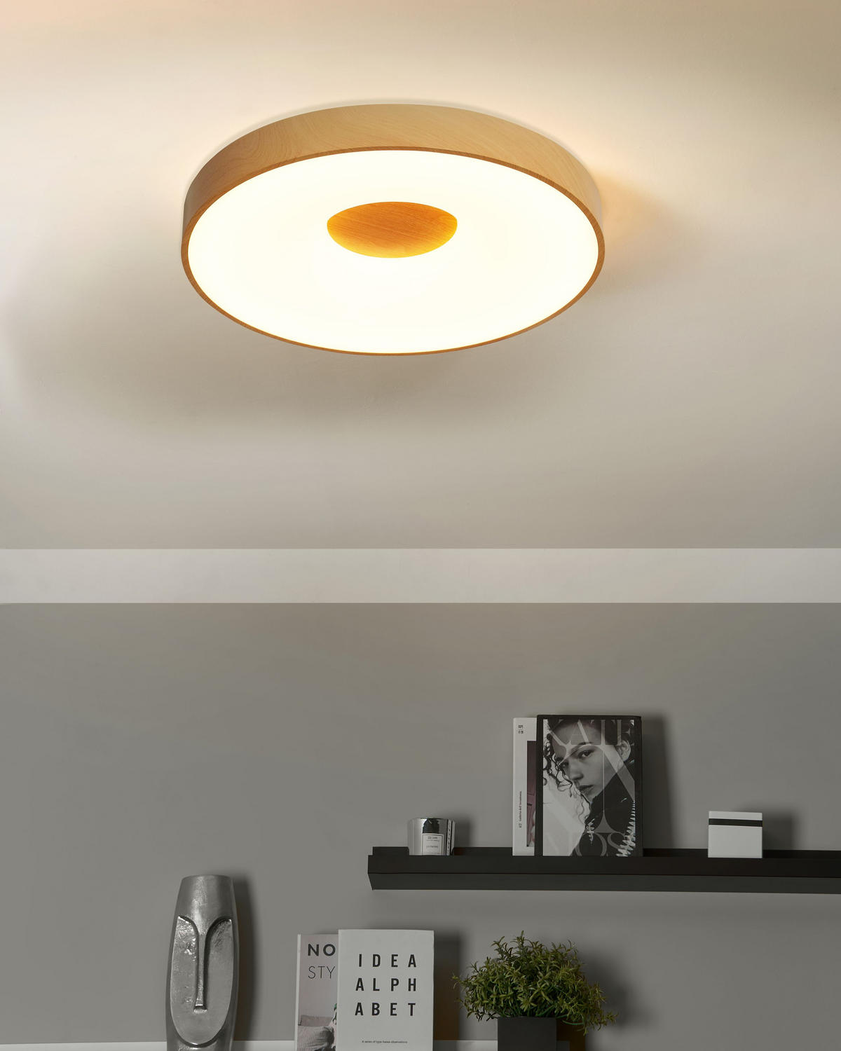 LED-DECKENLAMPE Heller Holzfarbton Bragoto - Hellbraun, Metall (60/60/9cm) - Beliani