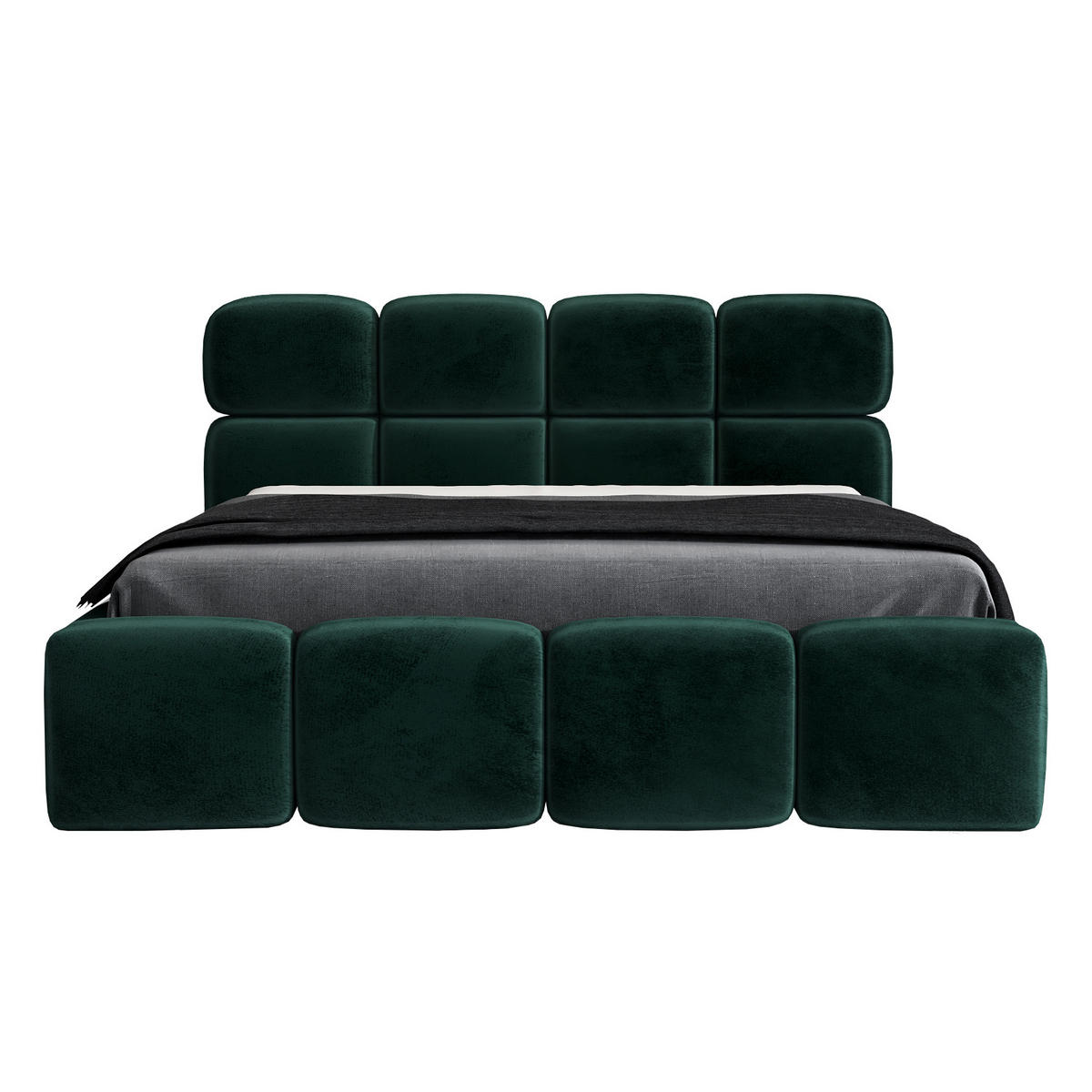 POLSTERBETT MONAKO-OM 160 x 200 Grün - Dunkelgrün, Textil (160/200cm) - A&J MöbelLand