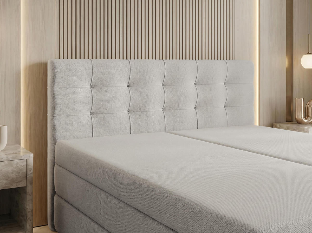 BOXSPRINGBETT FINIKE 160x200 cm mit Bettkasten und 2 Matratzen - Beige + TOPPER - Beige/Schwarz, Holz/Holzwerkstoff (160/200cm) - AX Living