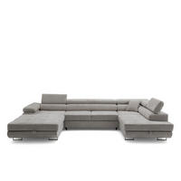 ECKSOFA U-Form WILD U Rechts mit Schlaffunktion 130x260 Chenille Grau - Silberfarben/Grau, Holz/Textil (203/90/350cm) - Muffo