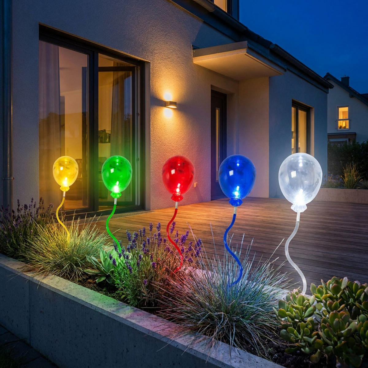 5X LED AUSSENLEUCHTE Luftballons Bunt - Multicolor, Kunststoff (8.5/8.5/60cm)