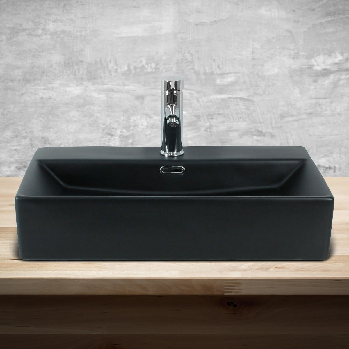 WASCHBECKEN - Schwarz, Keramik (36.5/13/60.5cm) - ML-DESIGN