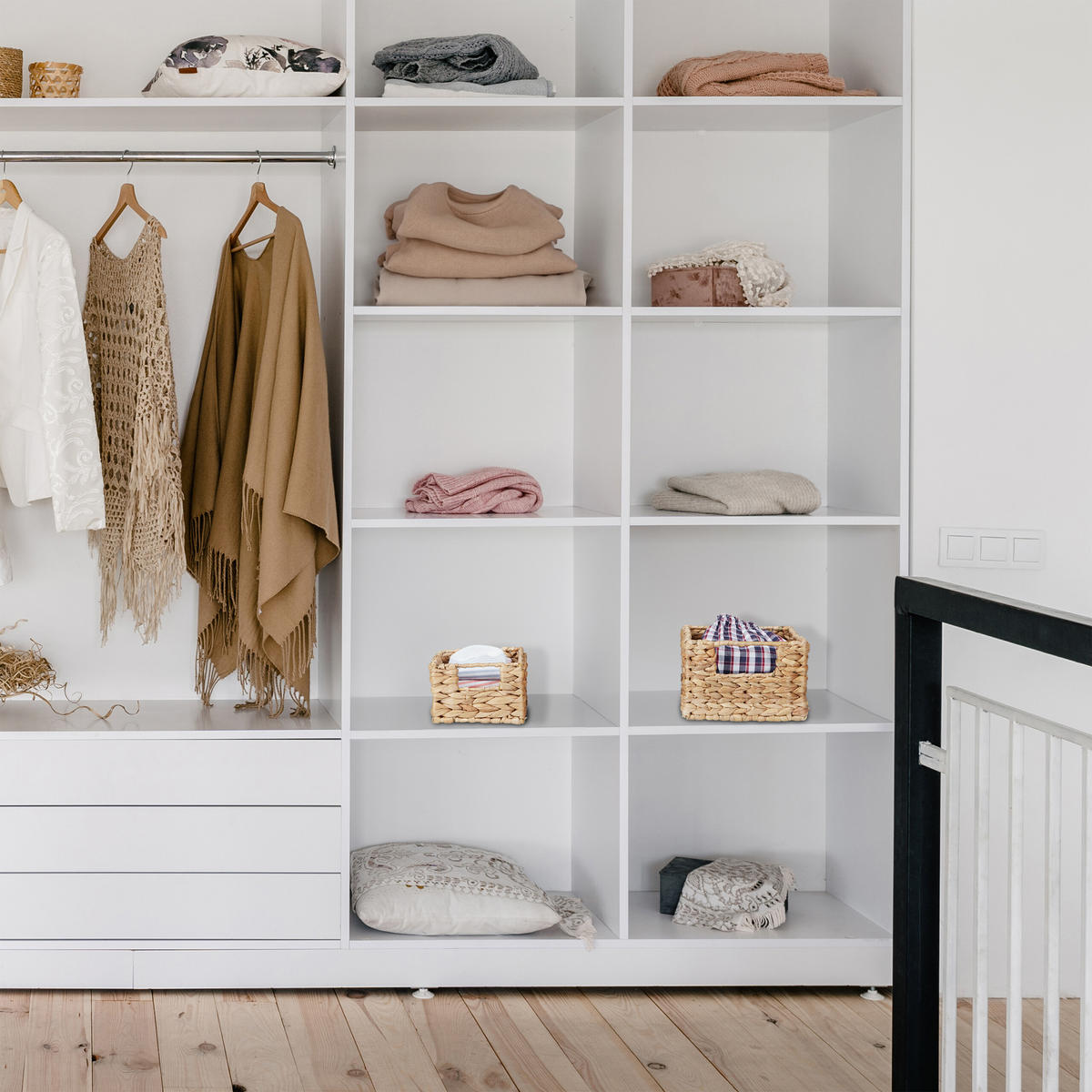 2-TLG.AUFBEWAHRUNGSKORB-SET - Hellbraun, Textil/Metall (20.5/15.5/11.5cm) - Relaxdays