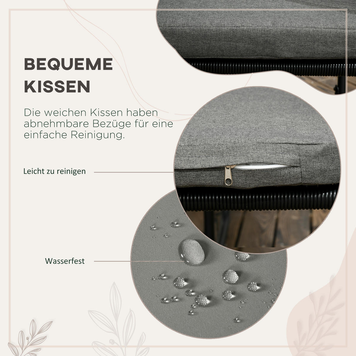 ESSTISCH mit 4 Stühlen, 5-tlg. Polyrattan Gartenmöbel Set, Gartensitzgruppe, Grau - Grau, Kunststoff - Outsunny