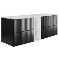 WASCHBECKUNTERSCHRANK FLOW mit Regal Schwarz matt/Weiß 140/57/46 cm - Schwarz/Weiß, Holzwerkstoff (140/57/46cm) - Rodan