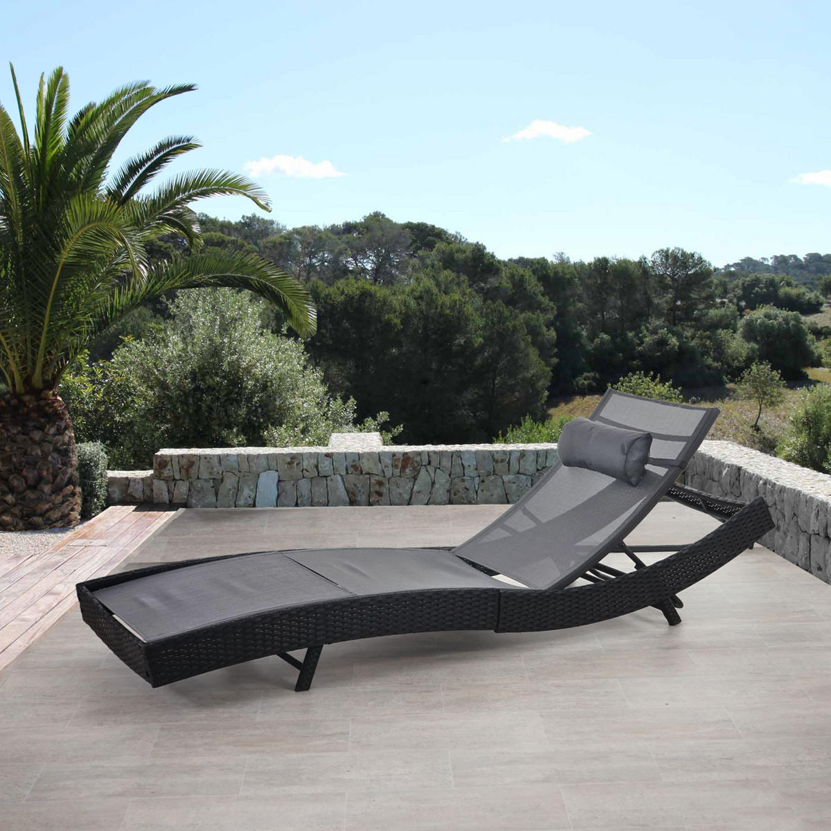 SONNENLIEGE Anthrazit, Grau - Anthrazit/Grau, Kunststoff (70/88/220cm) - MCW
