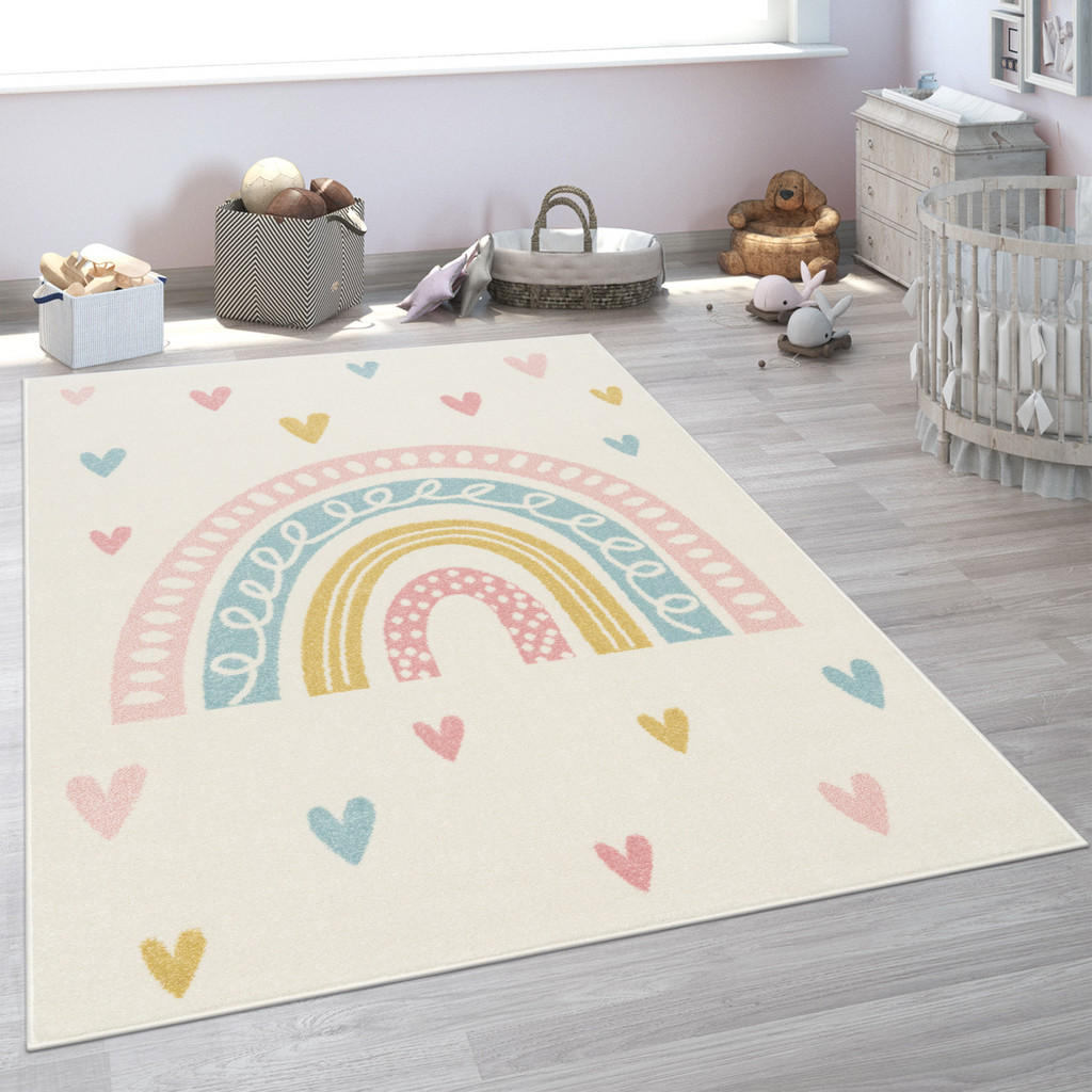 Thumbnail - Paco Home Kinderteppich, Creme, Textil, Rechteckig, 133x190 cm, strapazierfähig, für Fußbodenheizung geeignet, Teppiche ...