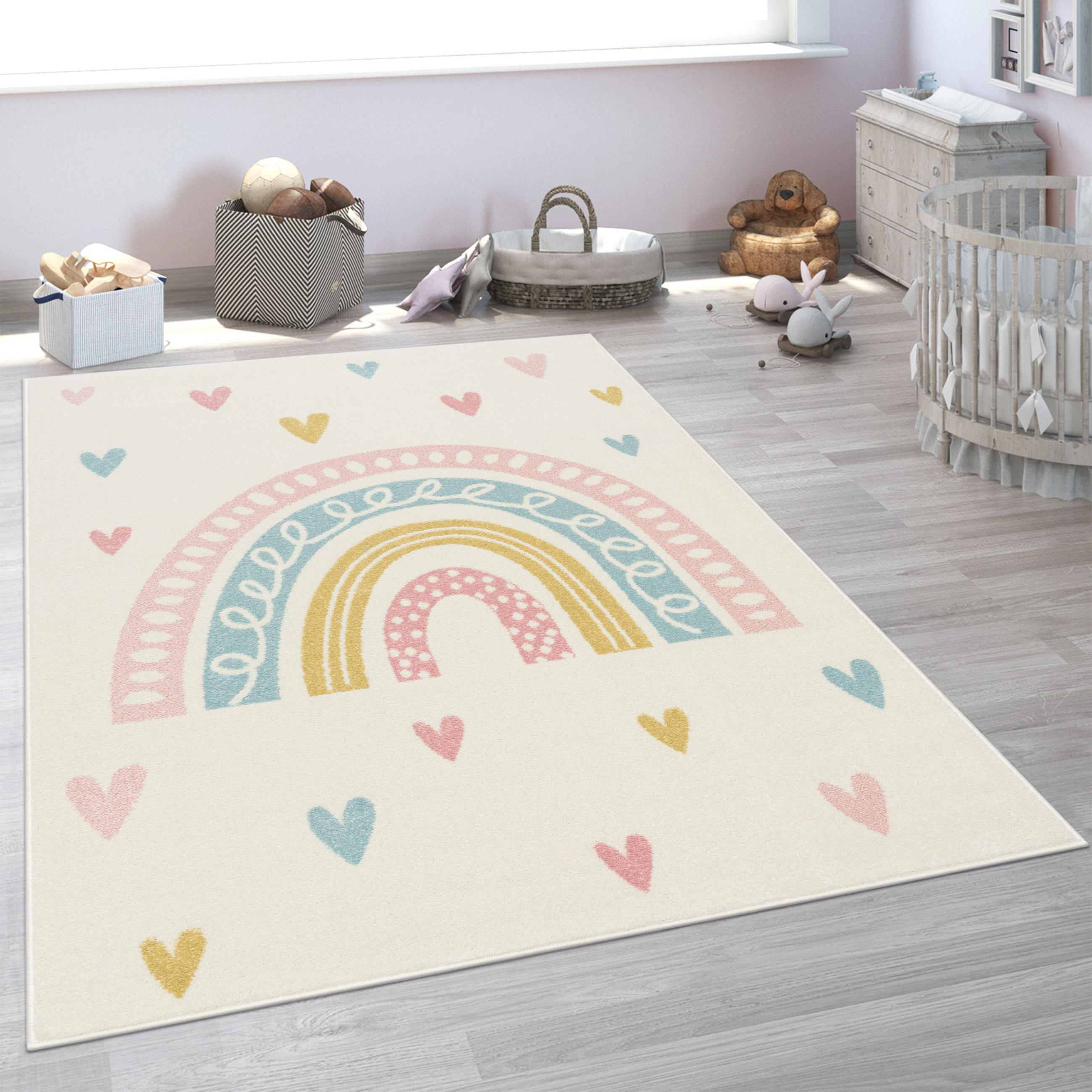 Thumbnail - Paco Home Kinderteppich, Creme, Textil, Rechteckig, 240x340 cm, strapazierfähig, für Fußbodenheizung geeignet, Teppiche ...
