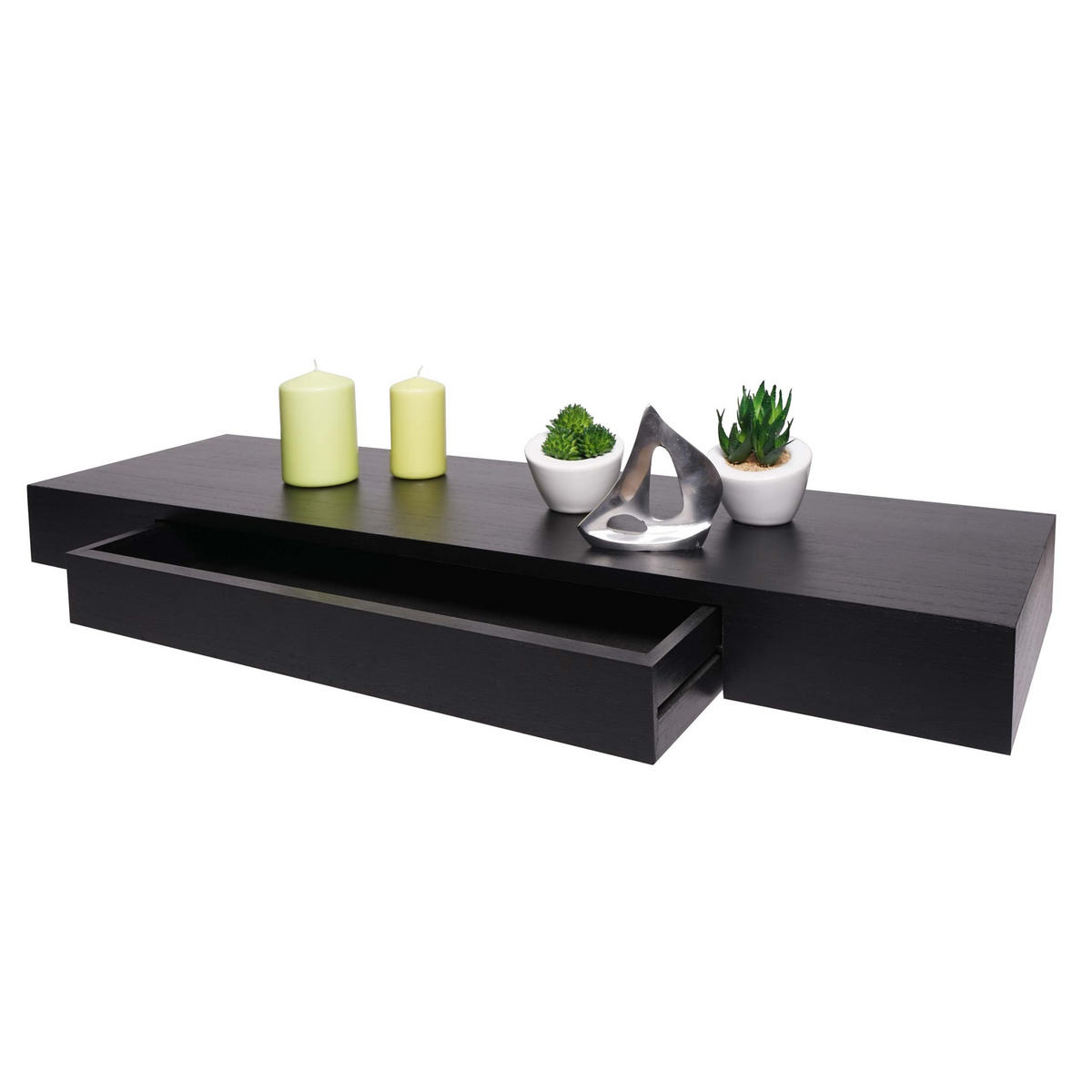 WANDREGAL SCHUBLADE Schwarz - Schwarz, Holz (80/8/25cm) - MCW