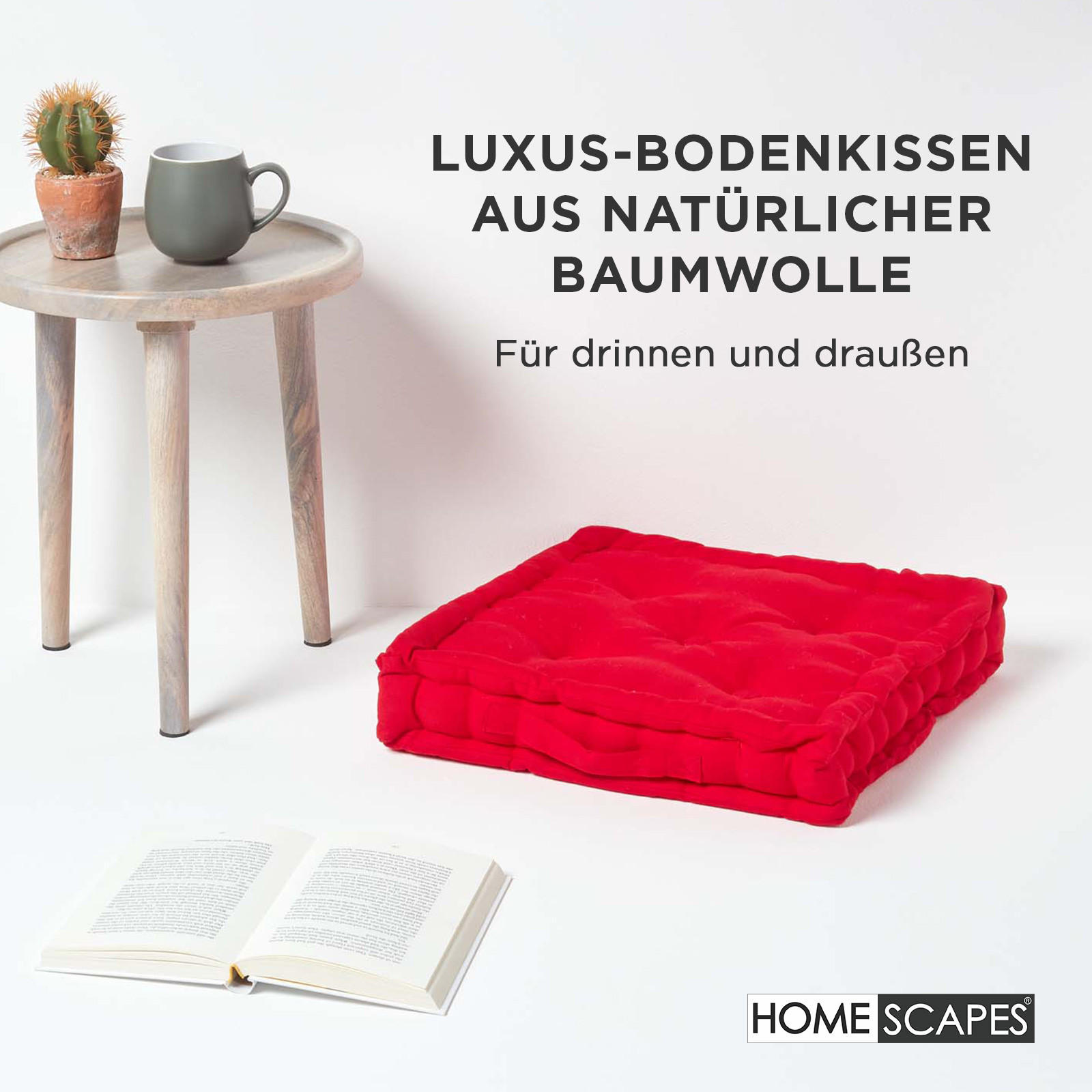 SITZKISSEN rot 40/40/8 cm – Bodenkissen unifarben - Rot, Textil (40/40/8cm) - Homescapes