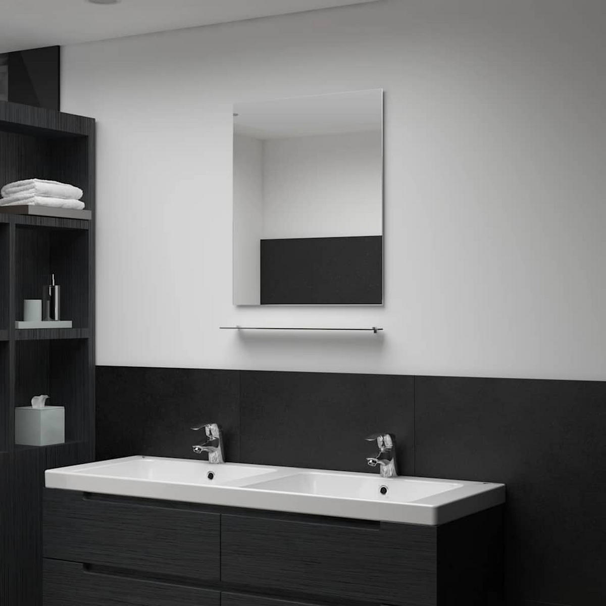 WANDSPIEGEL mit Regal 50×60 cm Hartglas - Silberfarben, Glas (50/60/10cm) - furnicato