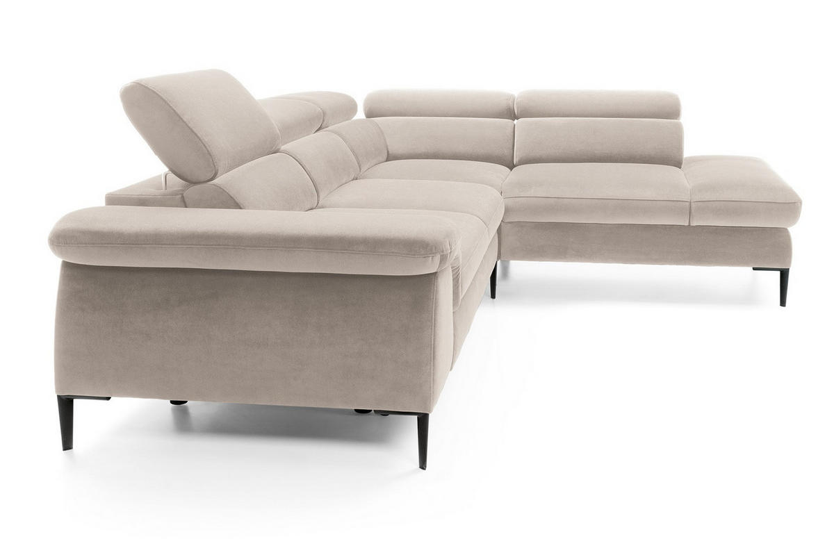 SCHLAFSOFA 280 cm Amaro L mit verstellbaren Kopfstützen, Rechts, Beige - Beige, Holz (214/280cm) - Emporius