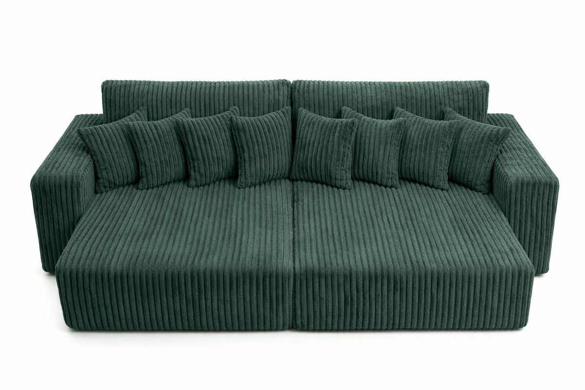 SCHLAFSOFA, Cordstoff Tilia, Grün, PIANO DOUBLE - Grün, Holz (246/83/145cm) - Kaiser Möbel