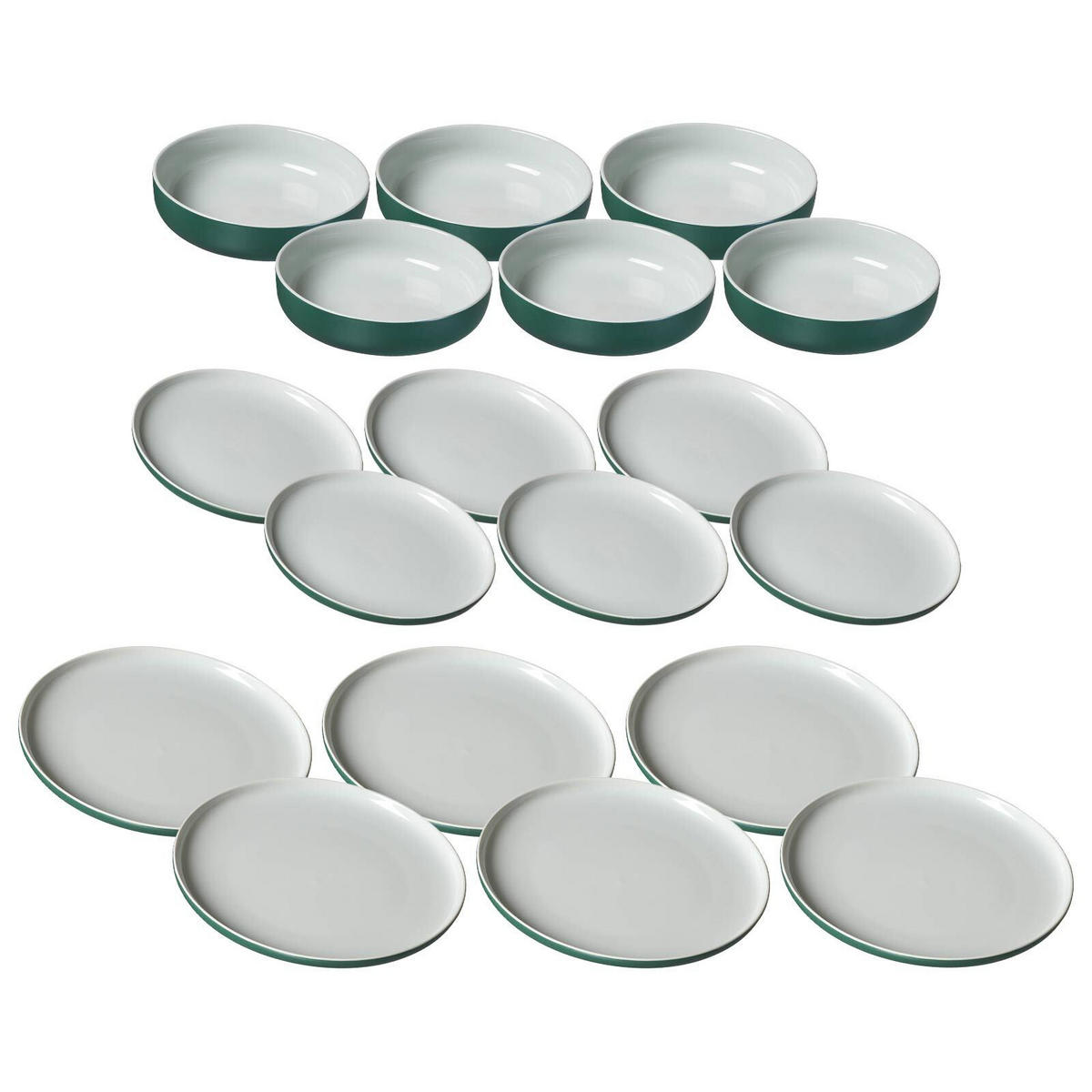 TELLER UND SCHALENSET Jasper grün 18er Set - Grün, Keramik (1/1/1cm) - Ritzenhoff Breker