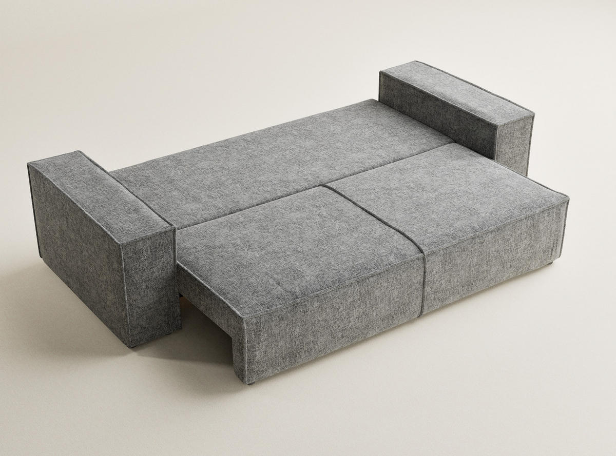 SOFA MIT SCHLAFFUNKTION Milos Grau Chenille-Stoff - Schwarz/Grau, Holz/Holzwerkstoff (255/70/105cm) - Maison de Reve