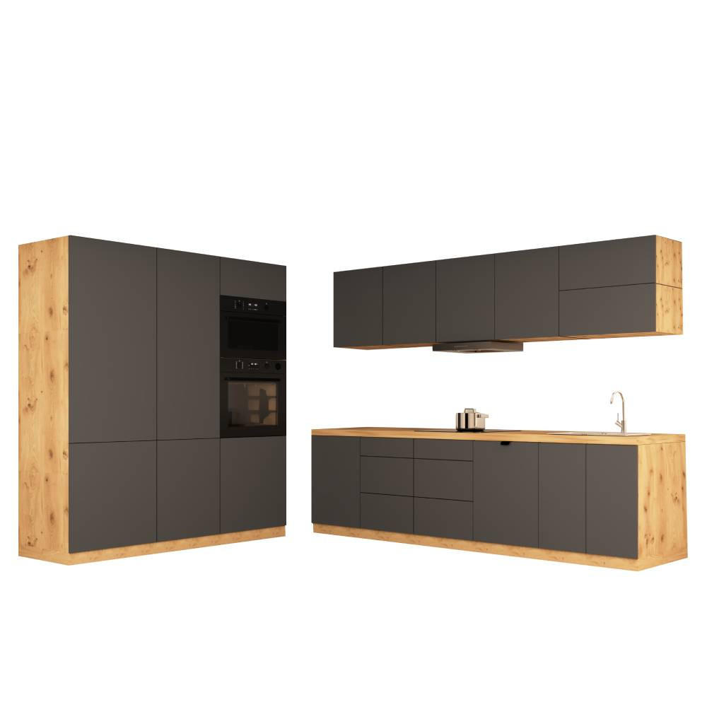 KÜCHENZEILE 320 cm - Langen KL16-M320 - in Grau / Matt - Grau, Holz (480/212/58cm)