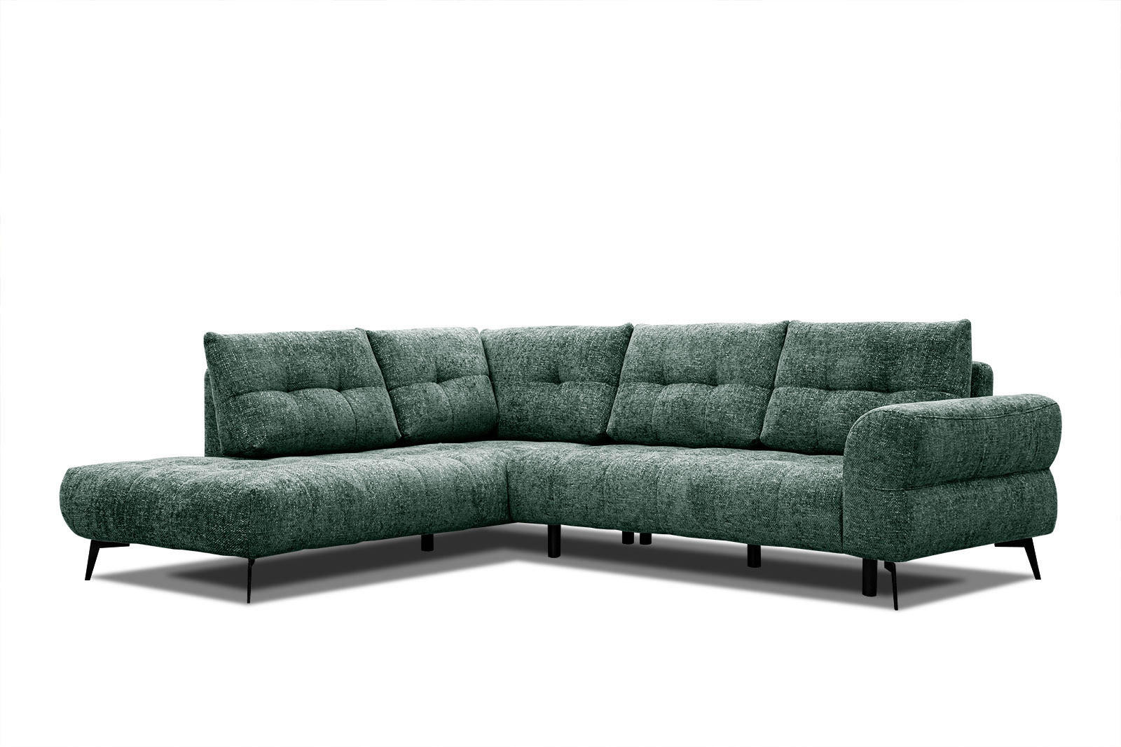 ECKSOFA SALVINI 5-Sitzer, smaragdgrün - Smaragdgrün/Schwarz, Holzwerkstoff/Textil (158/292cm) - Courtois Laville