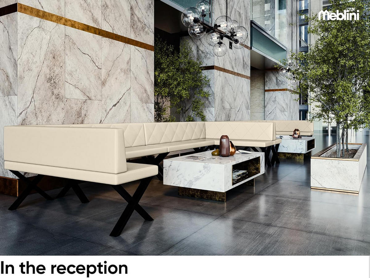 ECKBANK ERIC_X - Creme, Leder (142/196cm) - Meblini