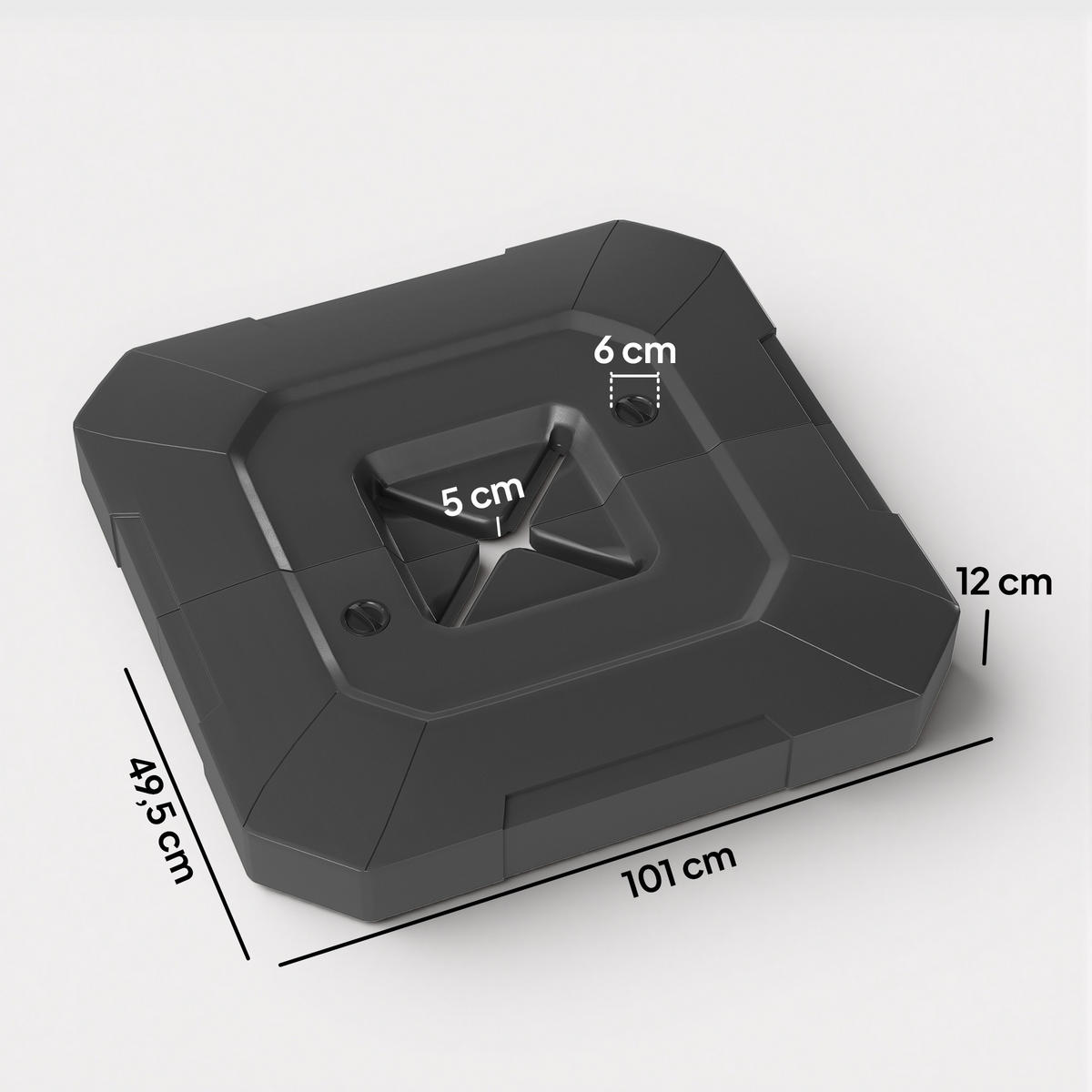 SCHIRM-GEWICHTE mit Wasser/Sand befüllbar, Schwarz - Schwarz, Kunststoff (101/101cm) - Outsunny