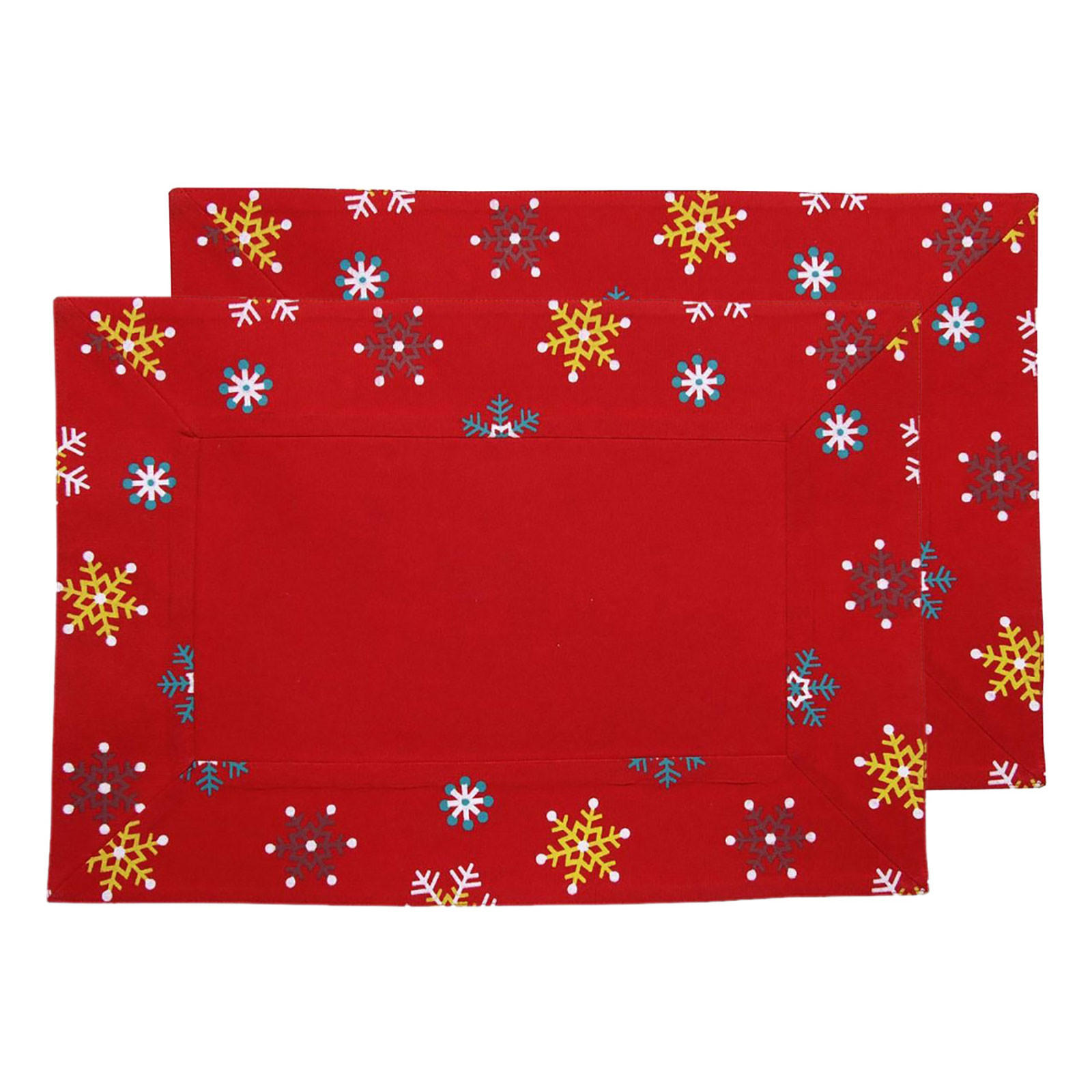 TISCHSET Weihnachten, 2er-Set 30/45 cm, rot mit Schneeflocken - Rot, Textil (30/45cm) - Homescapes