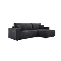 ECKSOFA POSO XL UNIVERSAL, Schlaffunktion und Lattenrost - L-Form, Cord, Federung auf Wellfedern, 274x143x83 cm, Rechts Graphite - Graphitfarben, Holz/Textil (277/143cm) - DomoHome