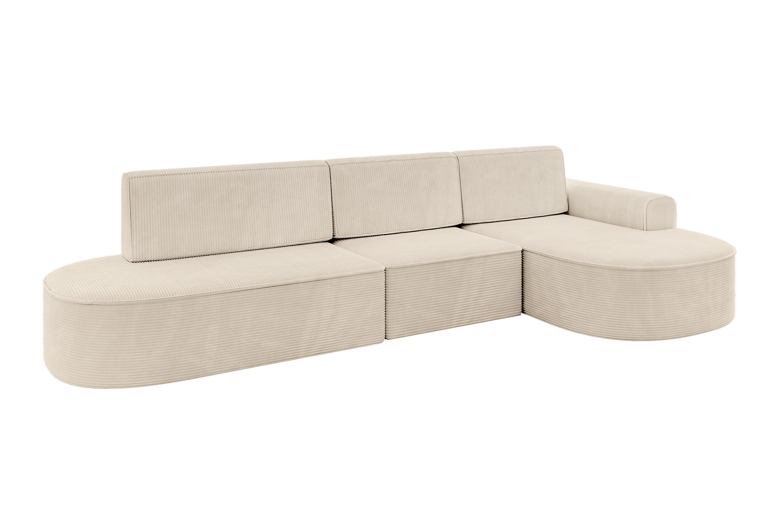 ECKSOFA mit Schlaffunktion Ottomane RECHTS MARI L2-S 368X167X85 Beige Cord - Schwarz/Cappuccino, Holzwerkstoff/Kunststoff (167/368cm) - ALTDECOR