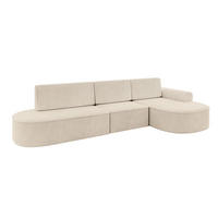 ECKSOFA mit Schlaffunktion Ottomane RECHTS MARI L2-S 368X167X85 Beige Cord - Schwarz/Cappuccino, Holzwerkstoff/Kunststoff (167/368cm) - ALTDECOR