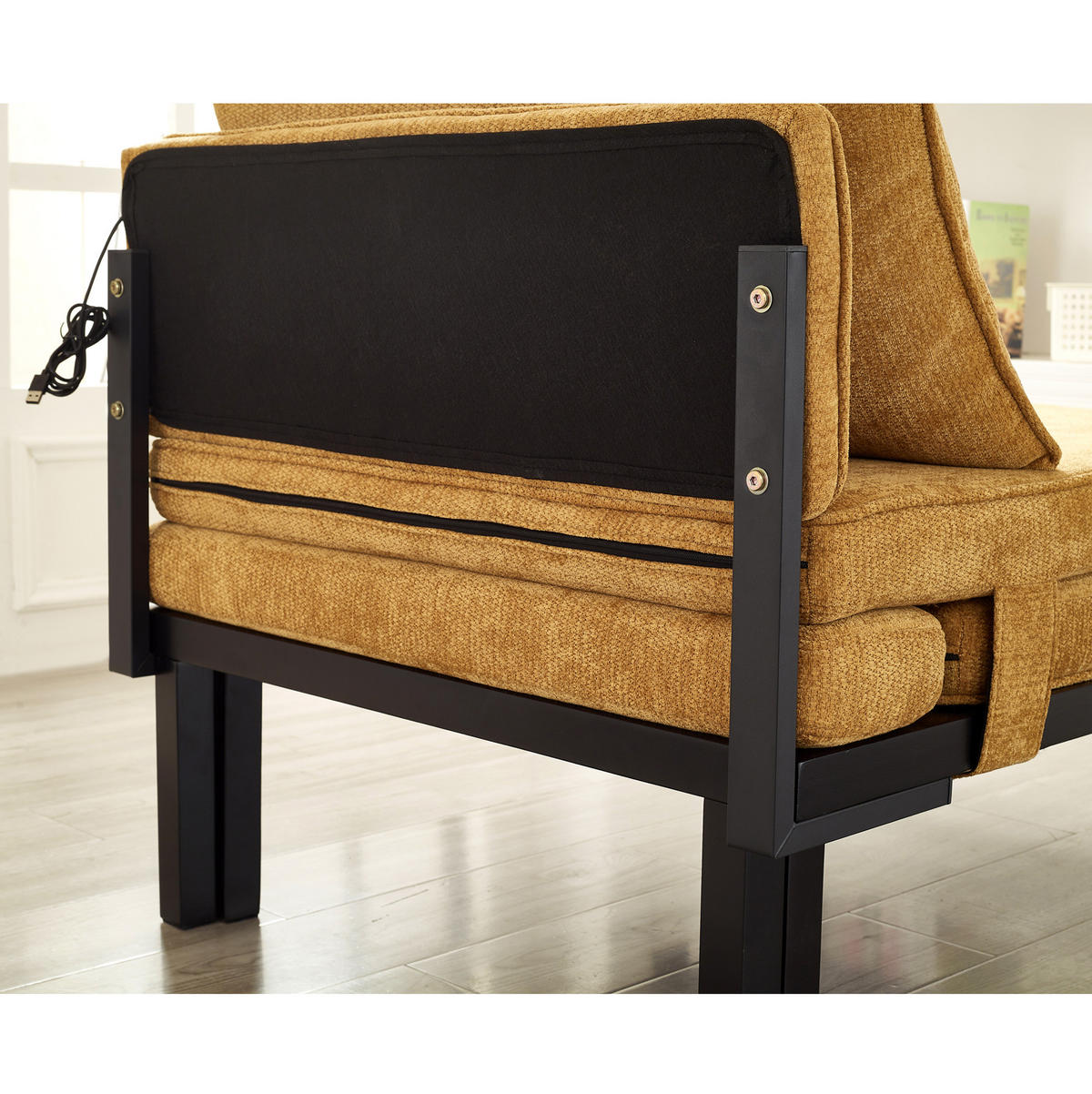 SCHLAFSESSEL aus Samt in Gelb mit USB-Type-C-Anschluss - Gelb, Textil (82.5/70/176cm) - Modfu