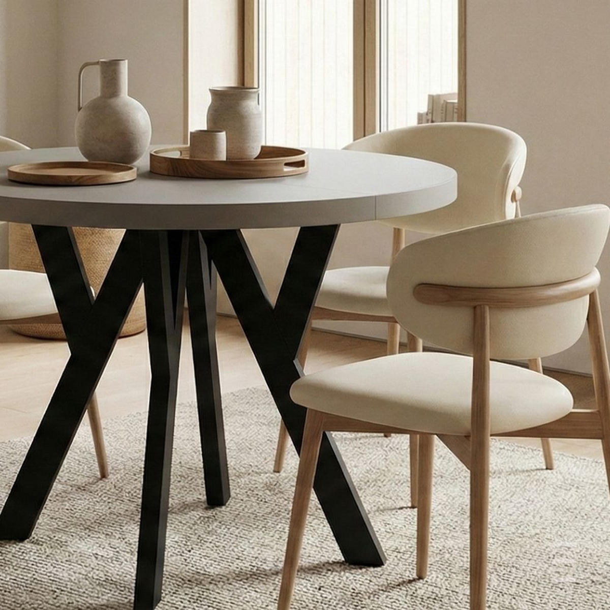 ESSTISCH PERO 90/190 Kaschmir / Schwarz - Kaschmir/Schwarz, Holz (190/90/77cm) - Dekori_Interiors