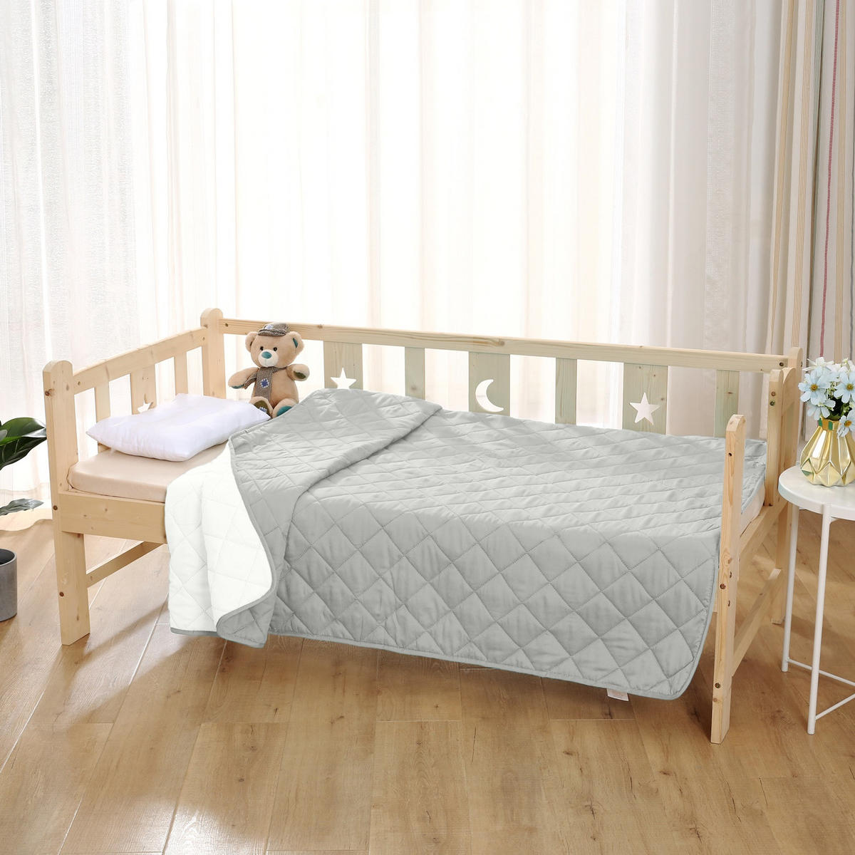 KINDER-SOMMERBETT Steppbett wollweiß - Weiß, Textil (135/200cm) - wometo