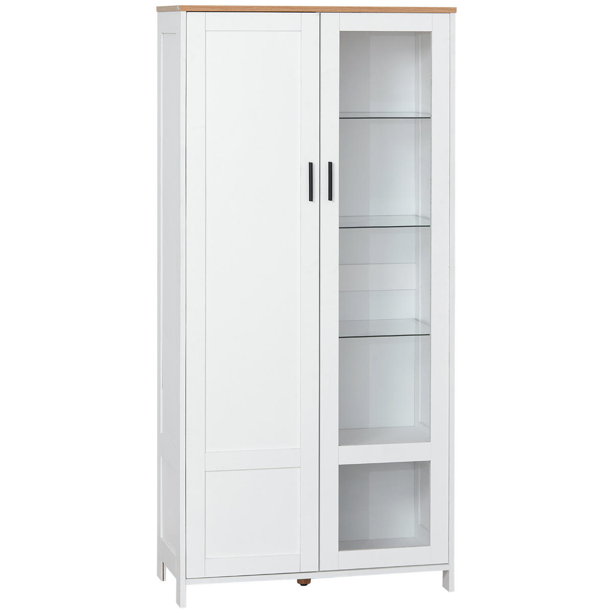 VITRINENSCHRANK DE-11034 7 Böden (3 aus Glas) mit 2 Türen Weiß - Weiß, Holzwerkstoff (36/160/76cm) - ComfortXL