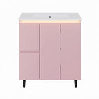 WASCHTISCHUNTERSCHRANK Rosa mit LED-Sensorlicht - Pink, Holzwerkstoff (76/89/47cm) - Urban Meuble
