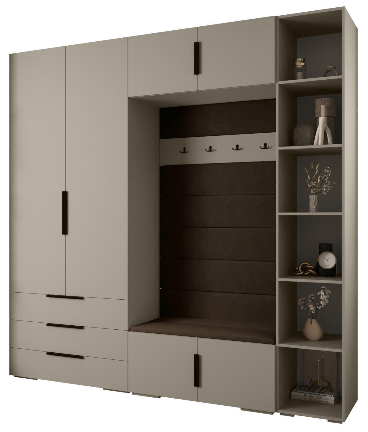 GARDEROBEN-SET 236,7/240/47 - Kaschmir/Schwarz, Holz/Kunststoff (240/236.7/47cm) - Abiks Möbel