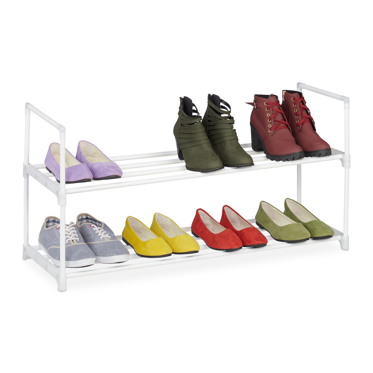 SCHUHREGAL - Weiß, Kunststoff/Metall (90/45/30.5cm) - Relaxdays