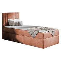 BOXBETT Carmen Mini, Seite zum Öffnen des Bettkastens: Links - Orange, Holz (90/200cm) - MIRJAN24