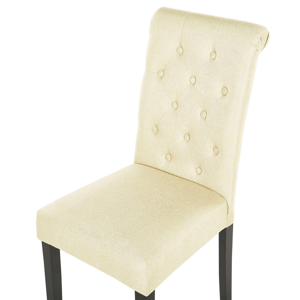 STUHL 2er-Set Polsterbezug Beige Velva - Beige/Schwarz, Holz/Textil (46/98/48cm) - Beliani