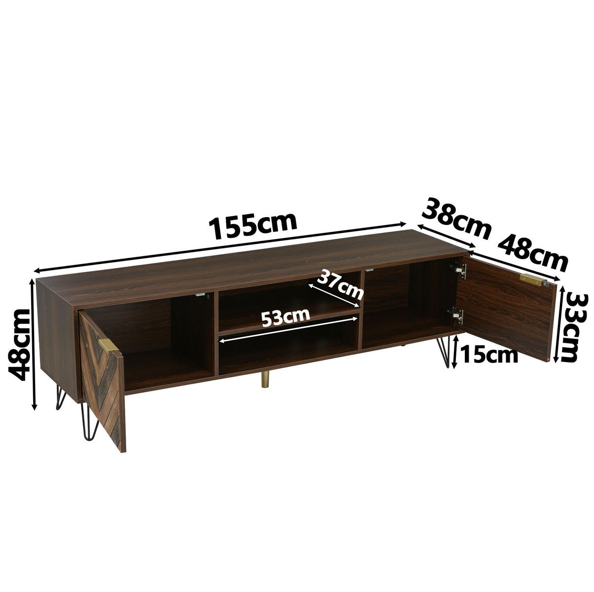 LOWBOARD 155/38/48 cm Natur aus Spanplatte mit 2 Türen - Naturfarben, Holzwerkstoff (38/48/155cm) - OKMYHOME