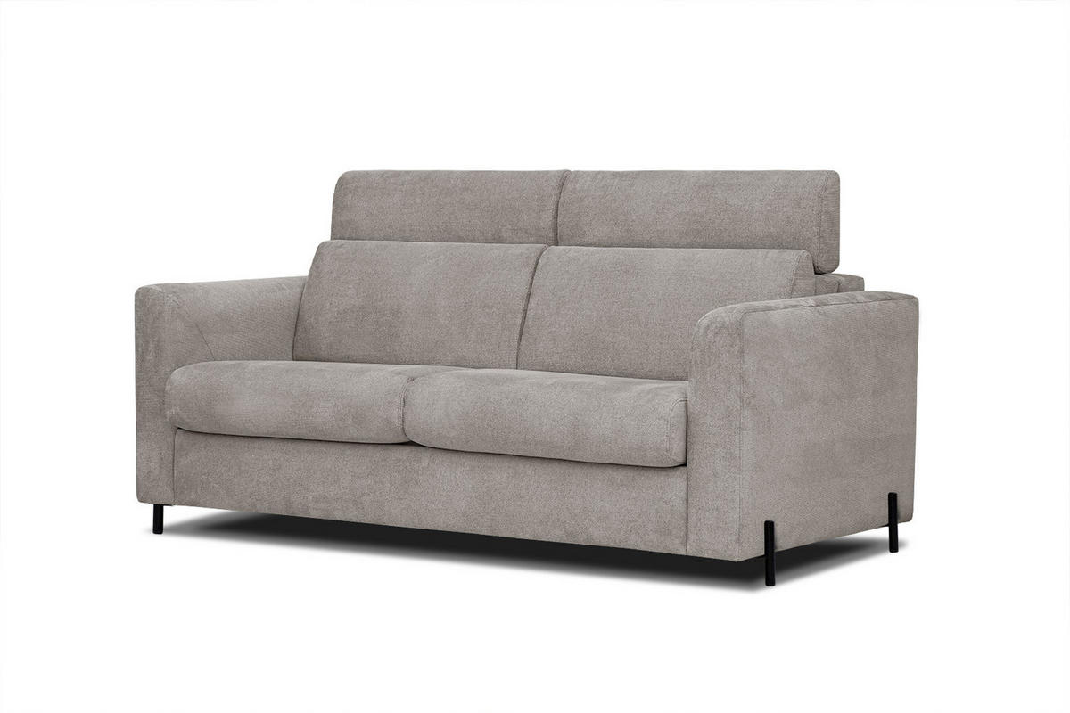 SOFA MEZO 3-Sitzer mit Schlaffunktion, taupe - Taupe/Schwarz, Holz/Textil (232/90/107cm) - Courtois Laville